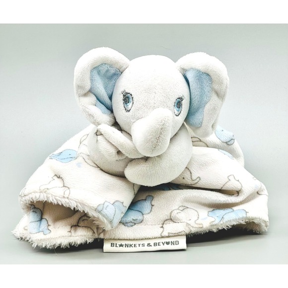 Blankets & Beyond Other - Blankets Beyond Elephant Lovey Security Blanket Blue White Plush 2018‎ 12 inch